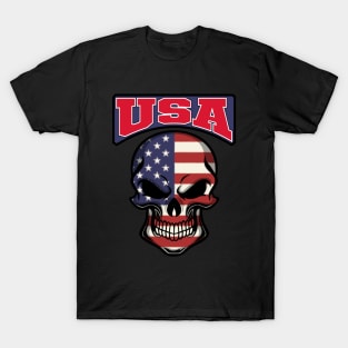 USA FLAG IN A SKULL EMBLEM T-Shirt